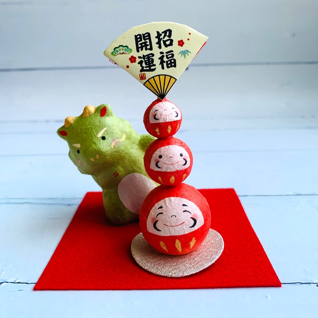福气龙与开运达摩-偷瞄-和纸吉祥物-生肖吉祥物(龙) - 玩偶/公仔 - 纸 