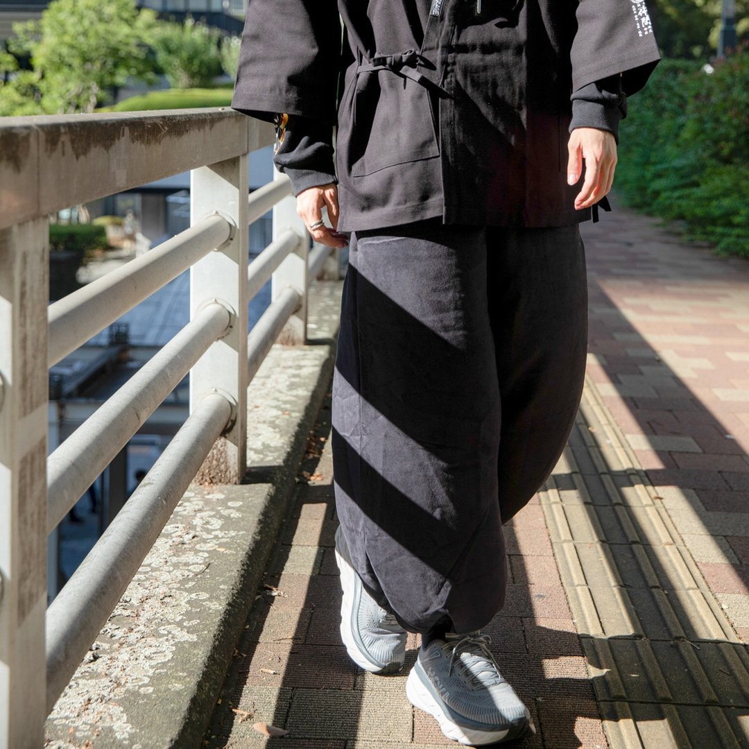 日本缩口宽裤 - 中性裤装 - 棉．麻 黑色
