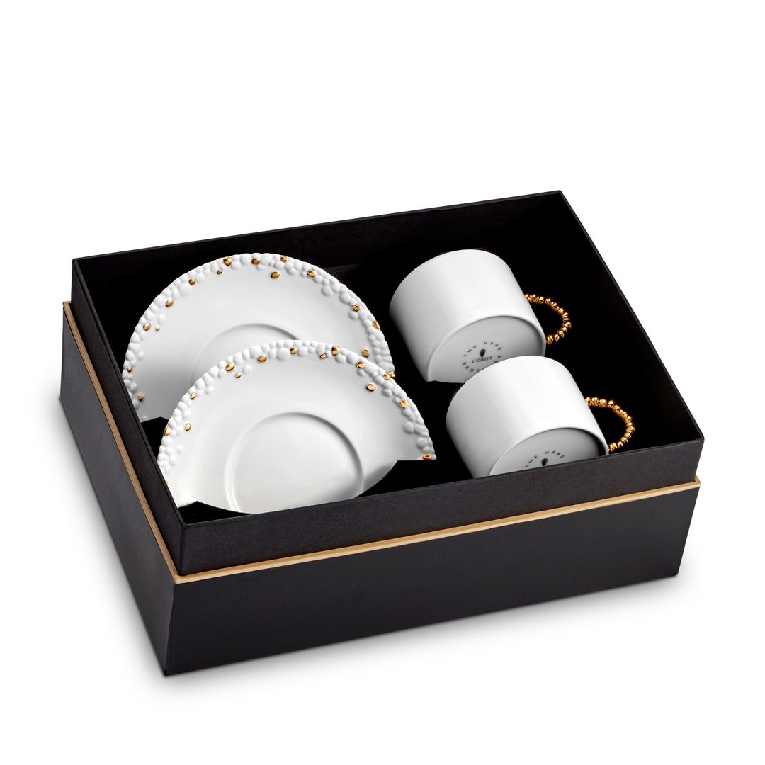 派对茶具组(二件套)-White + Gold【L'Objet】 - 茶具/茶杯 - 瓷 白色