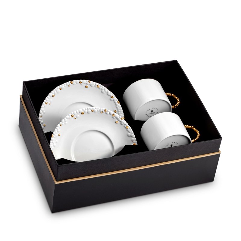 派对茶具组(二件套)-White + Gold【L'Objet】 - 茶具/茶杯 - 瓷 白色