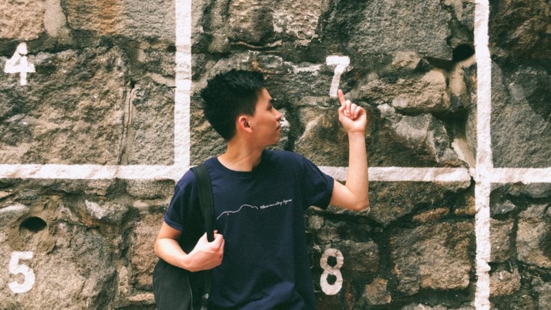 港识多史 水坑口地图 短袖 T-Shirt -海军蓝色 - 男装上衣/T 恤 - 棉．麻 蓝色