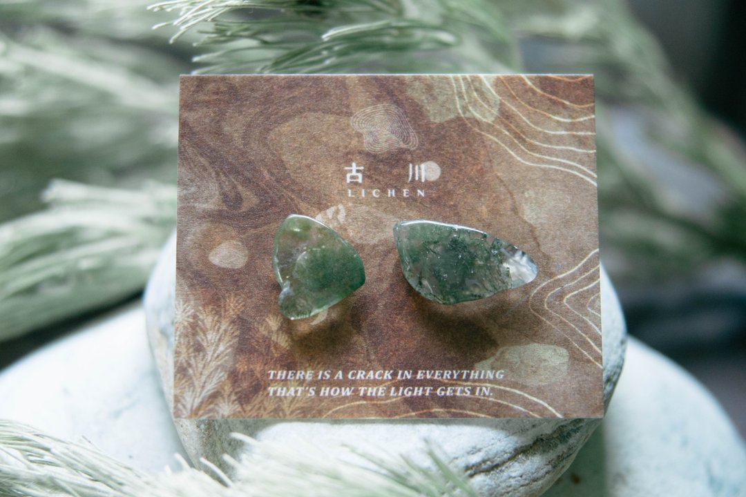 CRACK | 矿物系耳环 |  EARRINGS - 耳环/耳夹 - 玉石 绿色