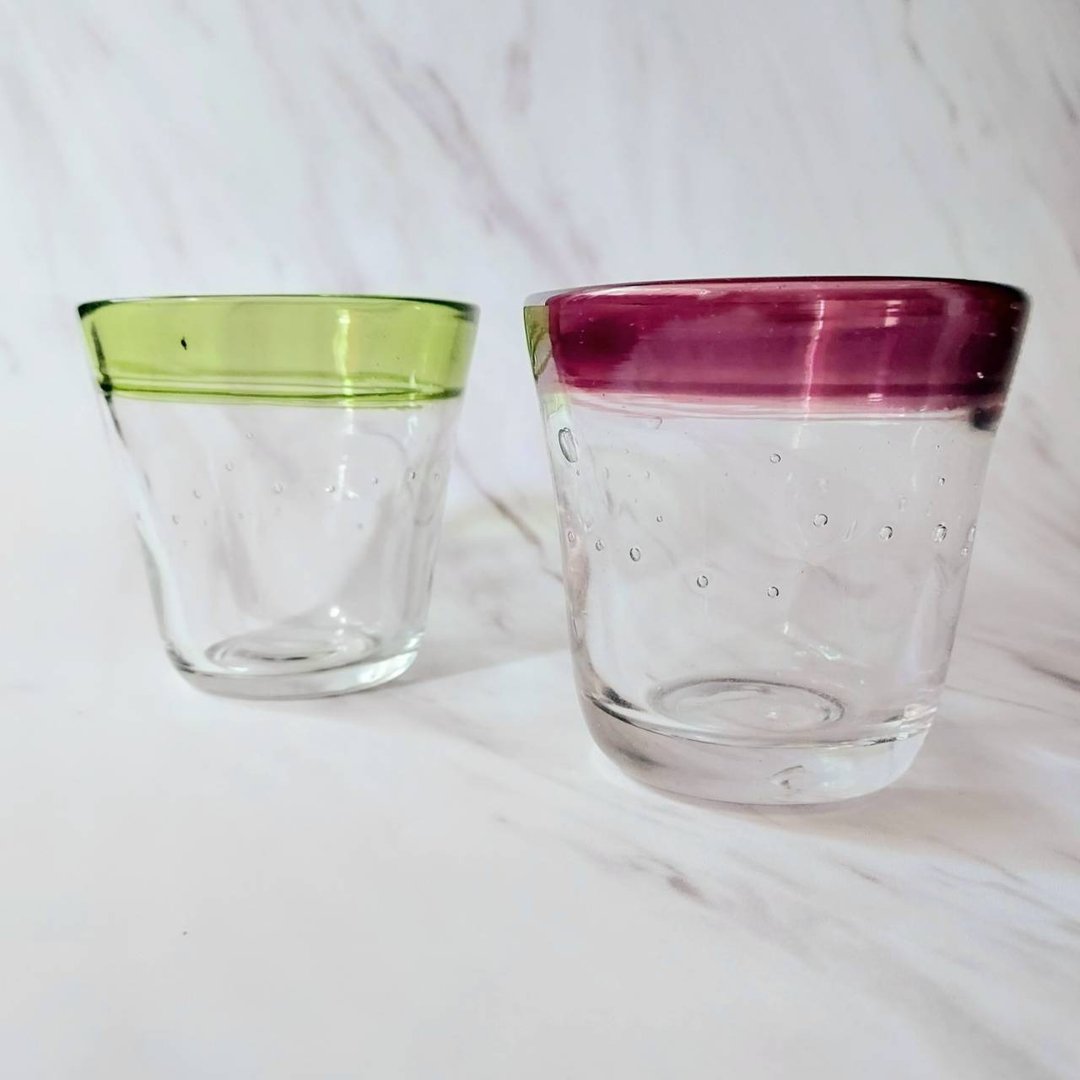 日本手工气泡厚版玻璃杯 威士忌酒杯一组 250cc 9×9cm 老品全新 - 玻璃杯 - 玻璃 