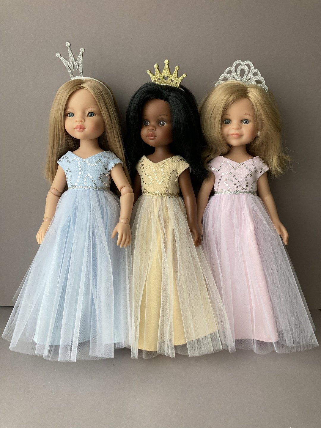 Paola Reina doll long princess dress pink blue gold - 玩具/玩偶 - 棉 多色