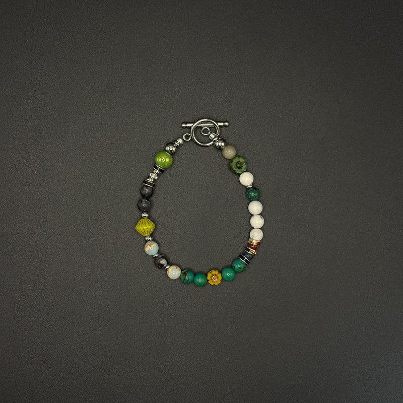 7AB 原创小众复古手串绿松石红玛瑙夏威夷花珠VINTAGE情侣手链 - 手链/手环 - 其他材质 