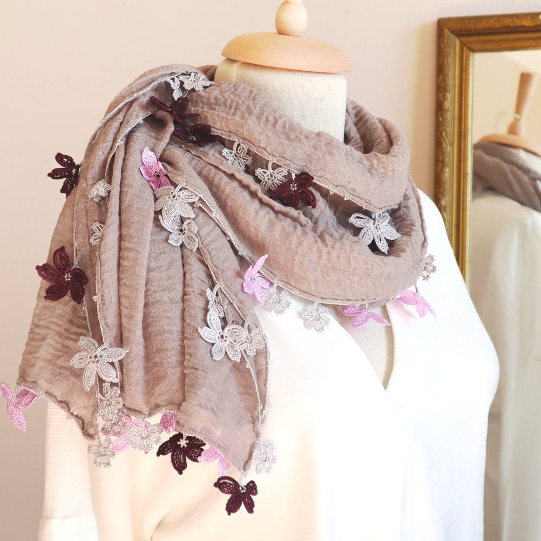 Soft cotton 180cm shawl - STAR - Light Gray - 丝巾 - 羊毛 灰色