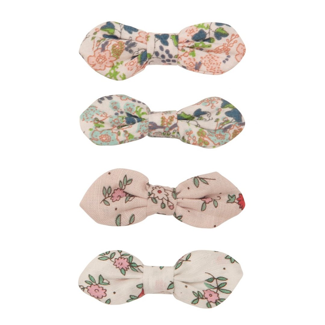 英国Mimi & Lula SS25_春日花园_粉嫩碎花蝴蝶结发夹4入 - 婴儿饰品 - 聚酯纤维 