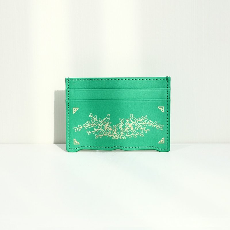 纯素环保韩纸皮革 菊花 韩国生日礼物 卡夹 绿色 - 皮夹/钱包 - 环保材料 绿色