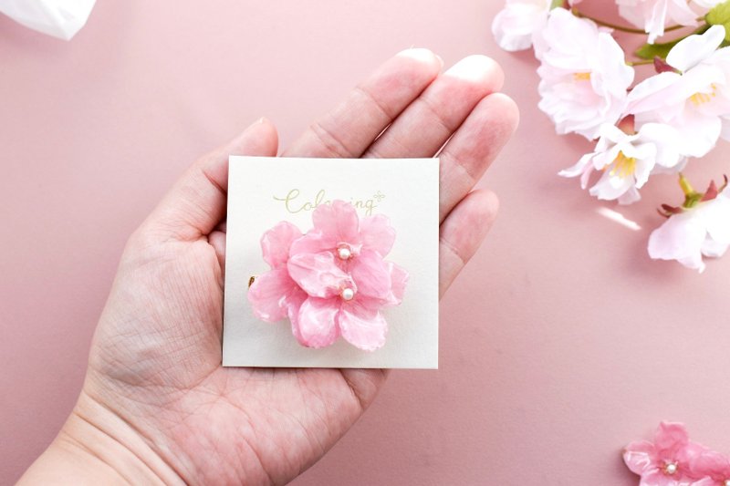 真实樱花 胸针/夹式两用 - 胸针 - 其他材质 粉红色