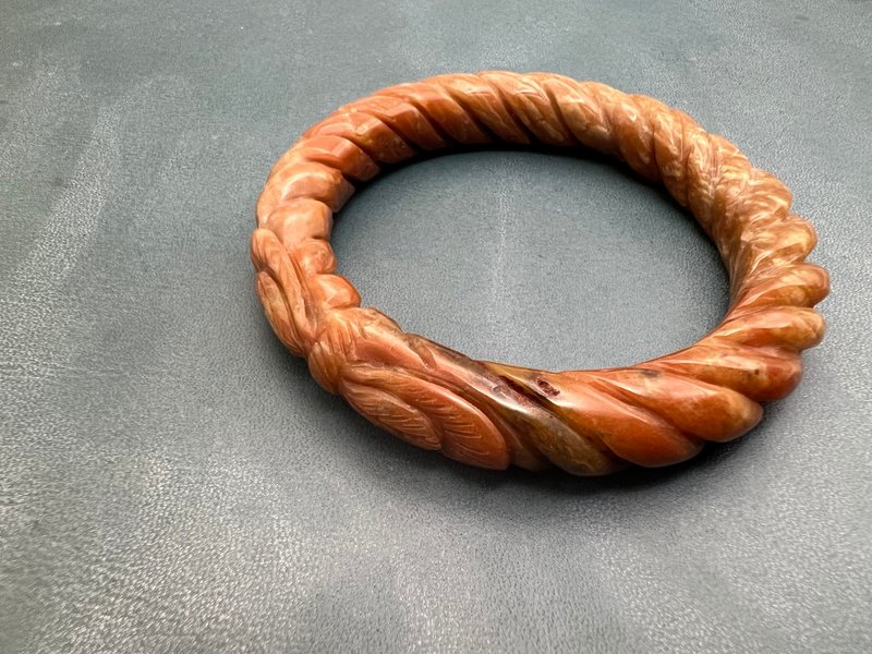 结福-老红玉手镯圆条/老物件/适圈口54、55、56/送礼/收藏 - 手链/手环 - 玉石 红色