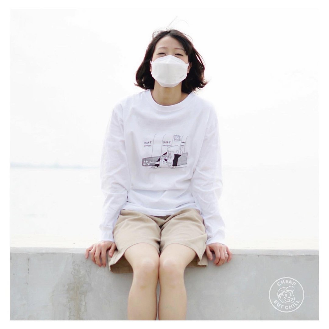 无缝长袖T恤 Cheap But Chill X mtrsleepers X Moving Drawing - 中性连帽卫衣/T 恤 - 棉 白色