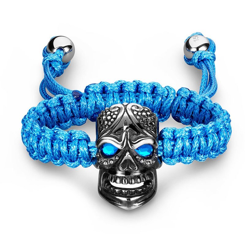 蓝色大巨头骷髅手环 - 手链/手环 - 不锈钢 蓝色