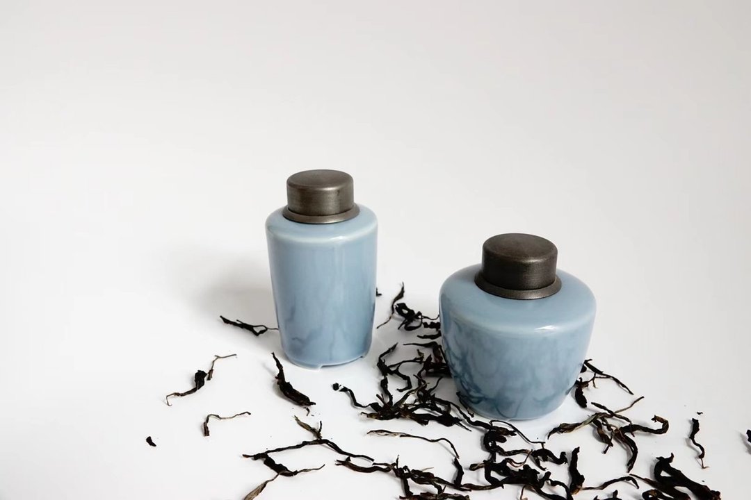 不言美器 灰蓝 锡口茶仓 乙个 - 茶具/茶杯 - 瓷 