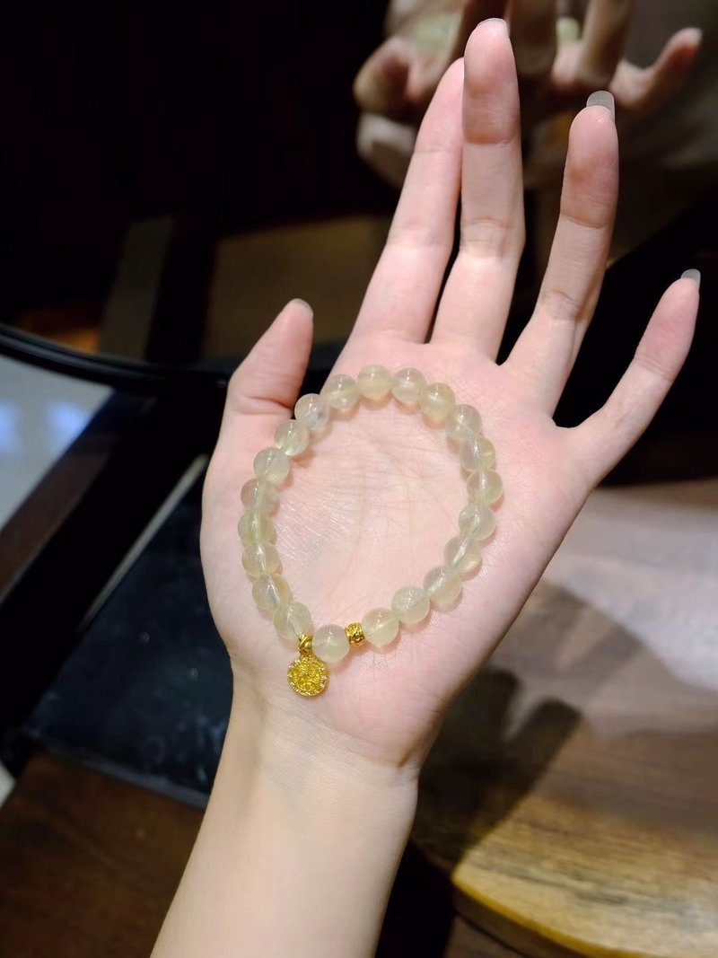青柠  天然葡萄石手链8mm搭配扎基拉姆点缀 小众轻奢气质高级感 - 手链/手环 - 玉石 