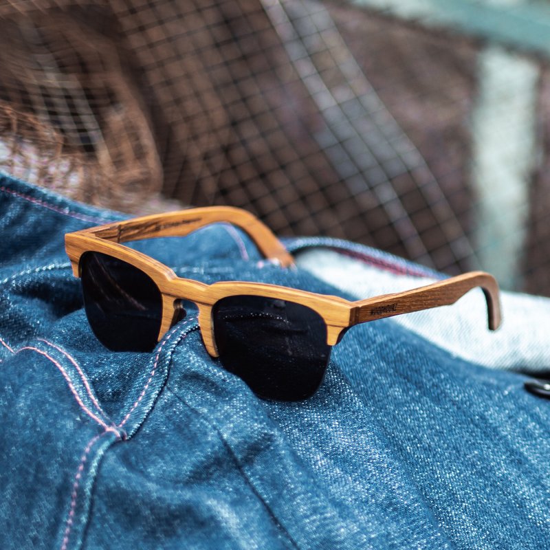 First Half / Teak Wood , Handmade Wooden Sunglasses - 墨镜 - 木头 咖啡色