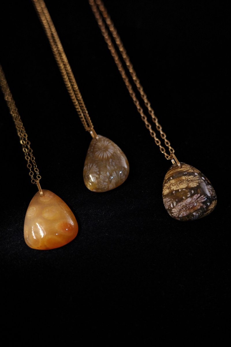 珊瑚玛瑙 玉坠 项链 - 项链 - 半宝石 橘色