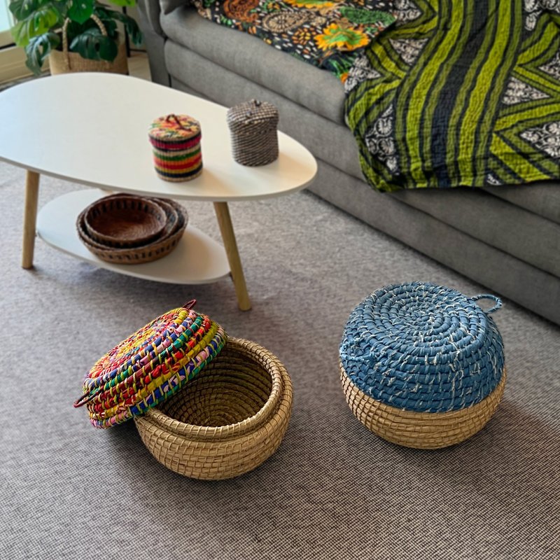 短耳提把编织胖胖收纳篮 - 收纳用品 - 植物．花 多色