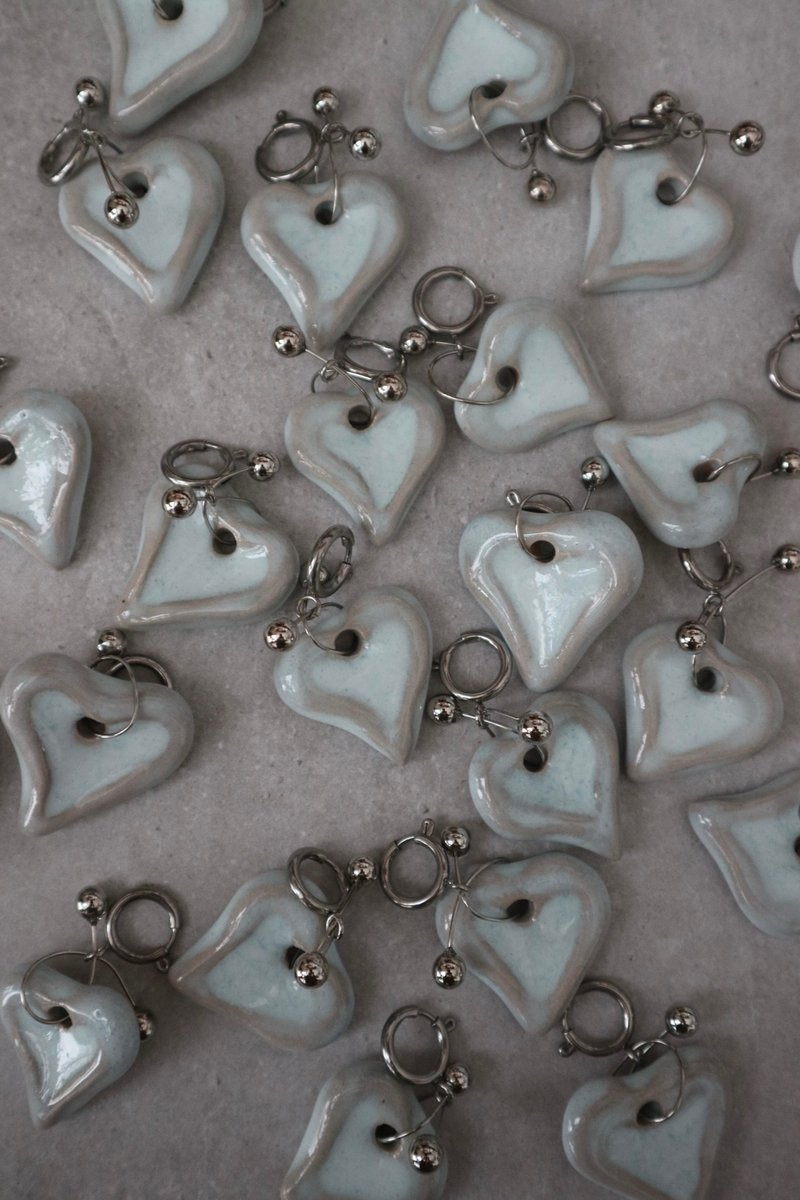 陶艺心形 - 项链 - 陶 白色