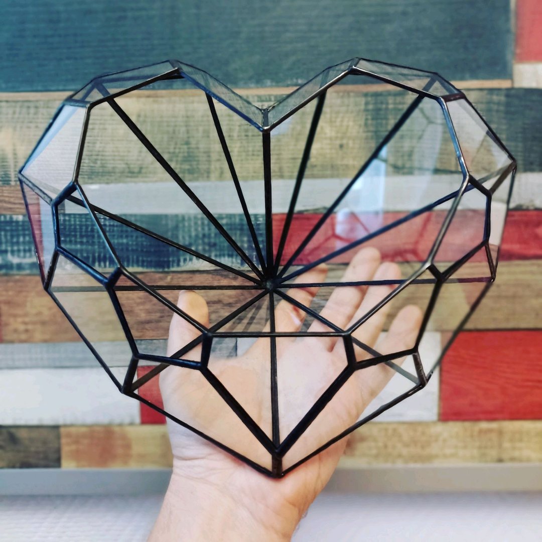 Stained glass terrarium 009 pattern Heart. Printable pattern. DIY terrarium - 图文模板设计 - 其他材质 