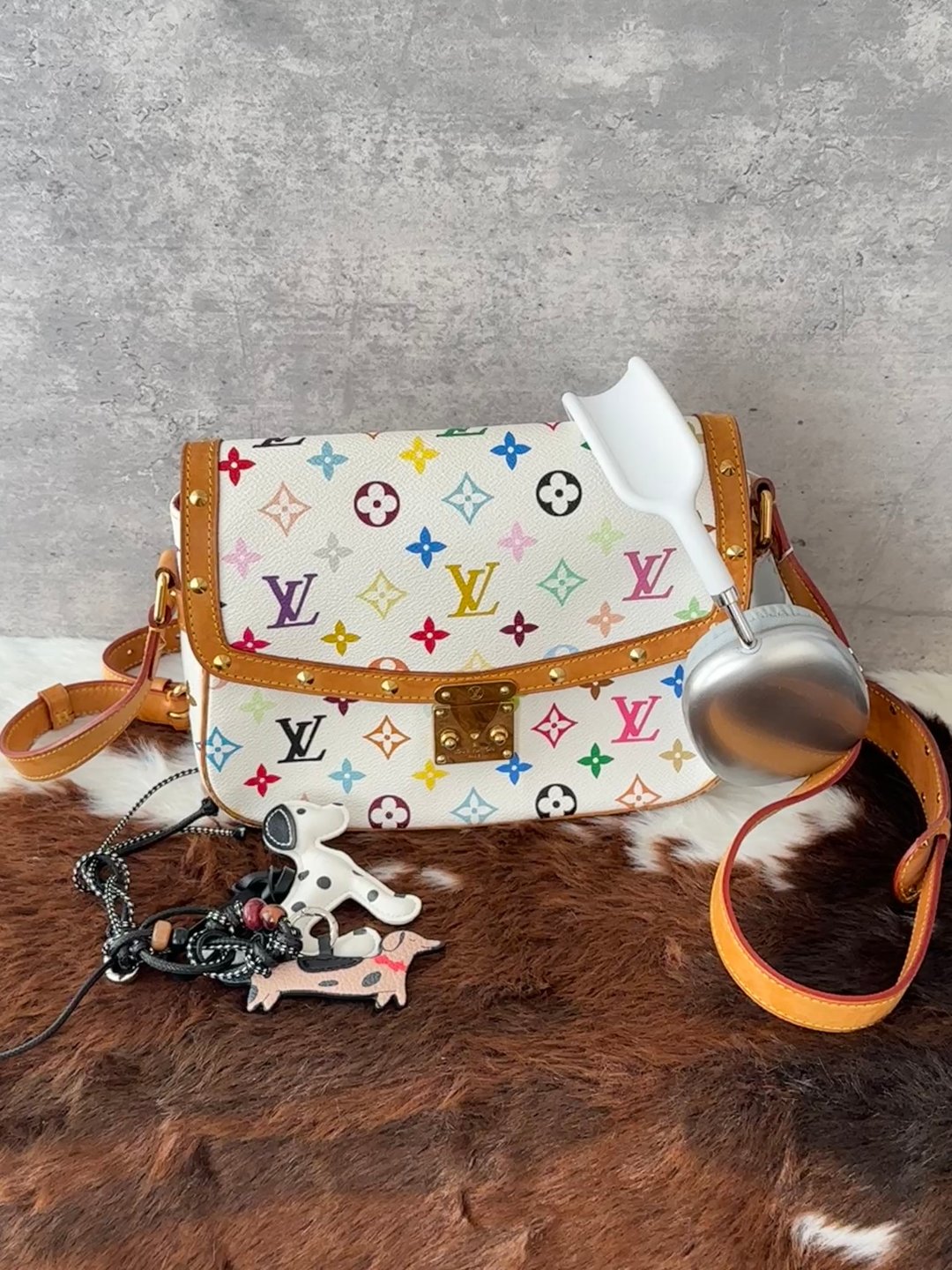 中古包 Louis Vuitton 路易威登 村上隆限定白三彩邮差包 - 手提包/手提袋 - 其他材质 白色