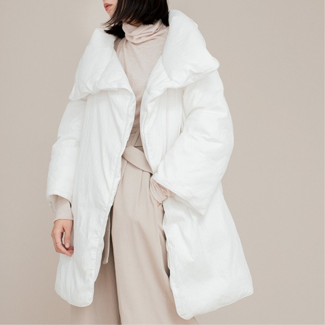 中长款 白色 一床温暖的被子 填充重磅保暖羽绒服 中性情侣男女款 - 女装休闲/机能外套 - 聚酯纤维 白色