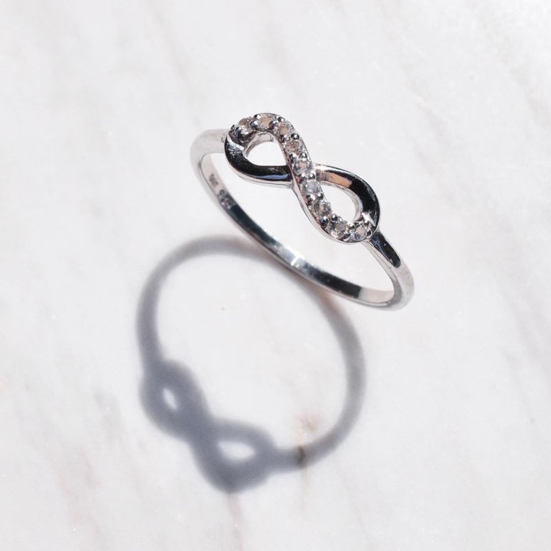 White Topaz Infinity ring #miniminfinity R541 - 戒指 - 纯银 