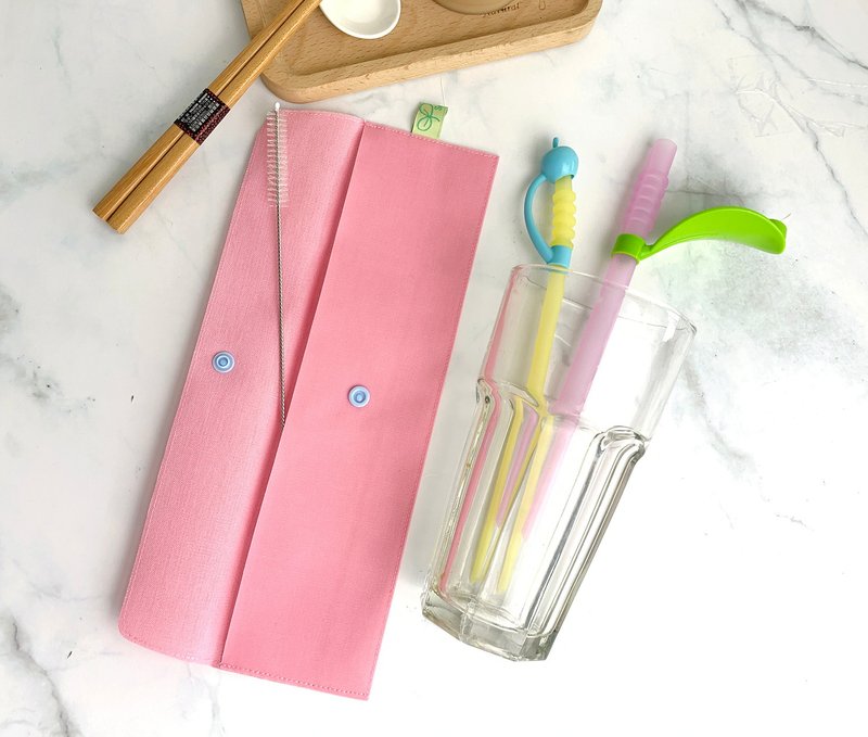 POKING-豆叶配苹果-硅晶小豆芽硅胶吸管-专利认证- 粉配黄 - 环保吸管 - 硅胶 