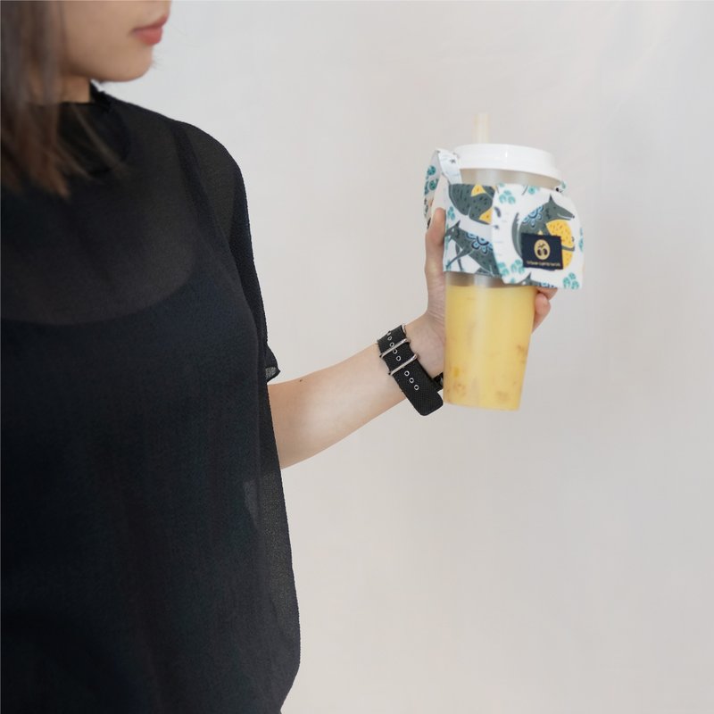 无塑生活 环保饮料提袋 随身钥匙圈手摇杯套-月宫 宝莲花 白太郎 - 随行杯提袋/水壶袋 - 聚酯纤维 多色