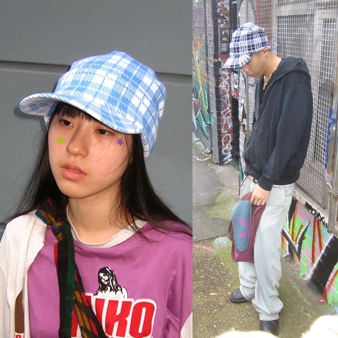 格纹针织棒球帽unisex-两色 - 帽子 - 其他材质 多色