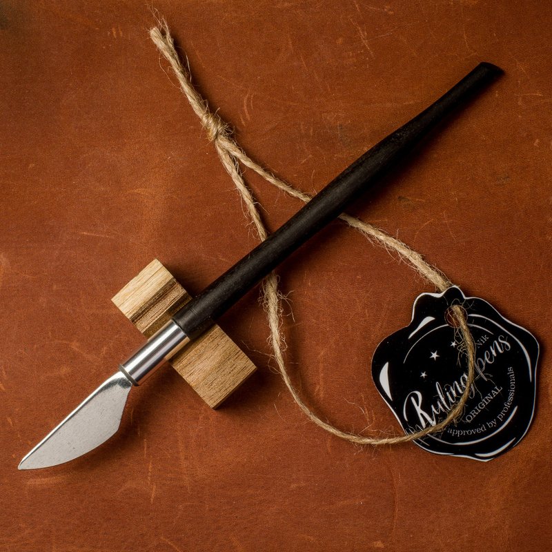 Hand made folded pen for expressive  calligraphy/Cola pen/Wood turning handle/ - 蘸水笔 - 其他金属 黑色