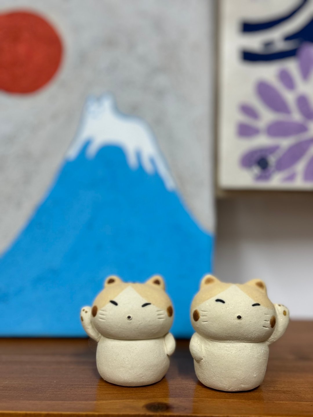 迷你陶瓷虎纹招财猫 - 摆饰 - 陶 