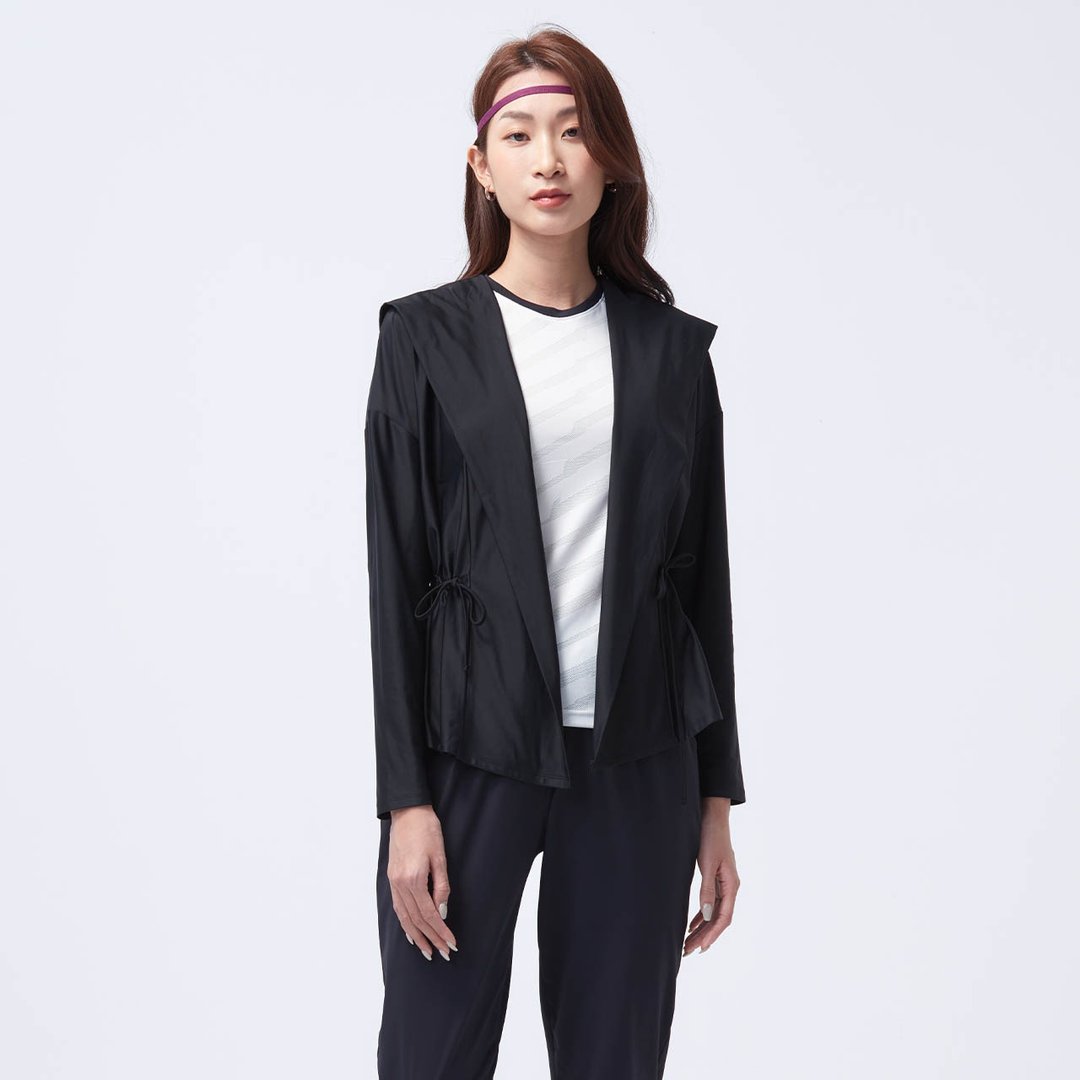 不可退换 /凉感抽绳防晒连帽外套-乌黑 - 女装休闲/机能外套 - 尼龙 黑色