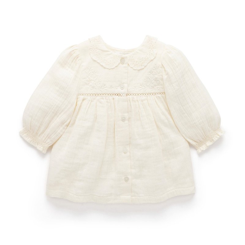 澳洲Purebaby有机棉女童长袖上衣12M ~5T 米色蕾丝领 - 童装上衣 - 棉．麻 