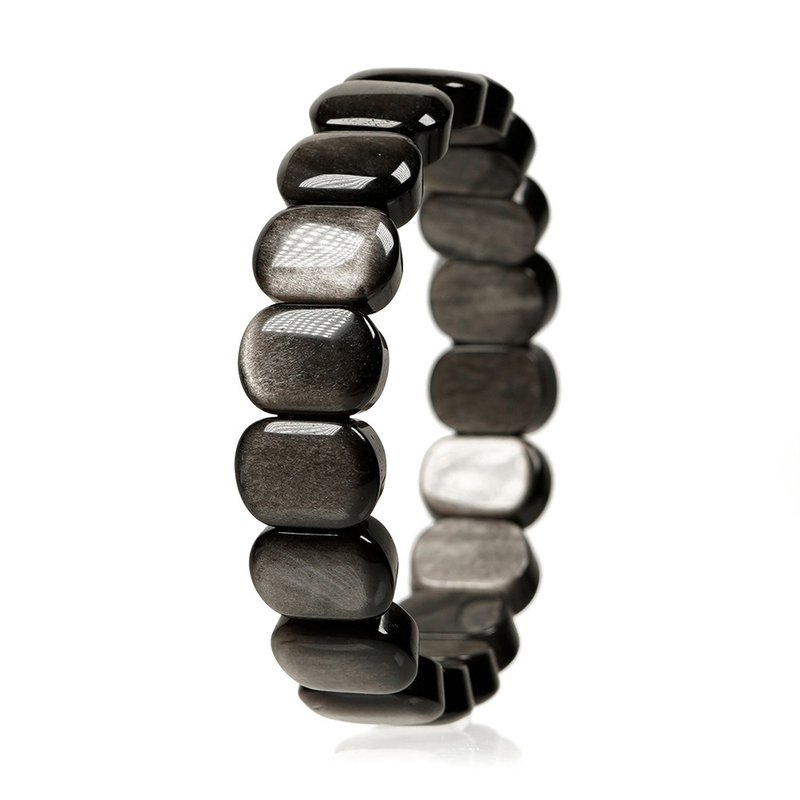 【正佳珠宝】银曜石 高品银沙银曜10x14mm 银耀石手排 - 手链/手环 - 半宝石 多色