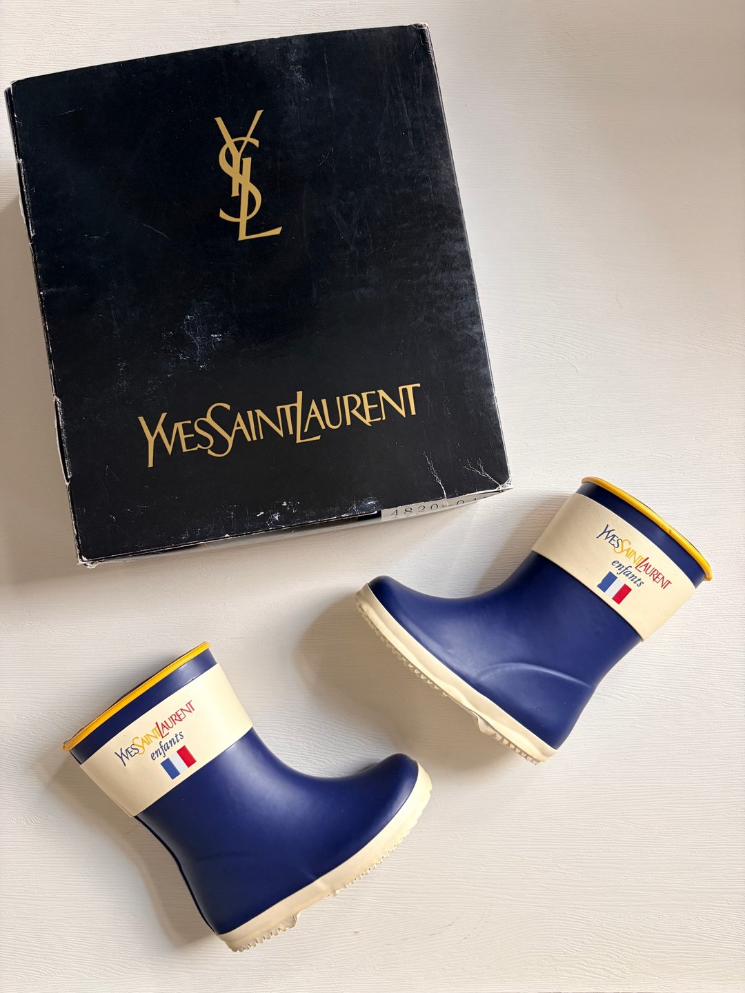 中古正品 YSL 圣罗兰 幼儿 Baby 水靴适合 2-3 岁 13 码 日本制 - 儿童雨衣/雨具 - 塑料 蓝色