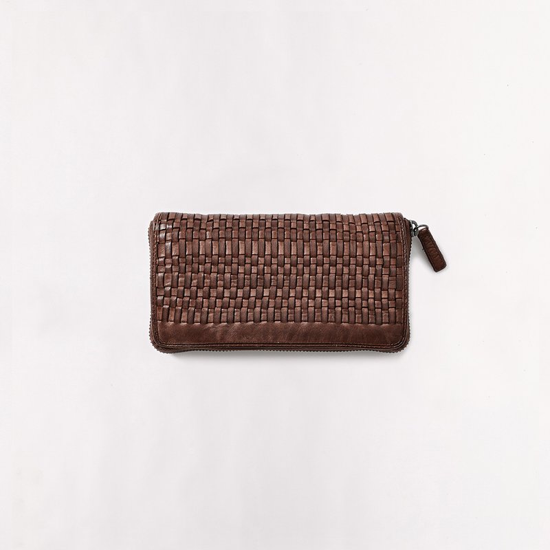 Dulce 轻柔真皮编织长夹 - 皮夹/钱包 - 真皮 咖啡色