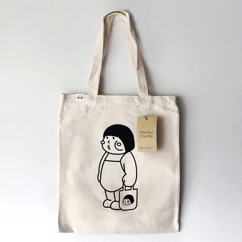 cheeky cheeky girl 厚面女 tote bag 帆布托特包 - 手提包/手提袋 - 其他材质 白色