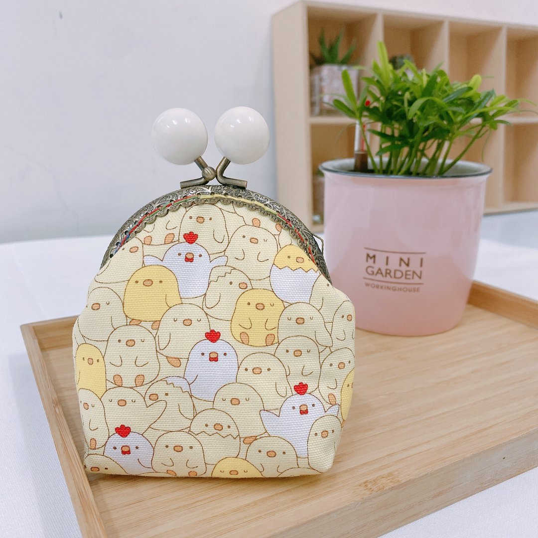 小彩虹糖果口金零钱包-小鸡哔哔 - 零钱包 - 棉 黄色