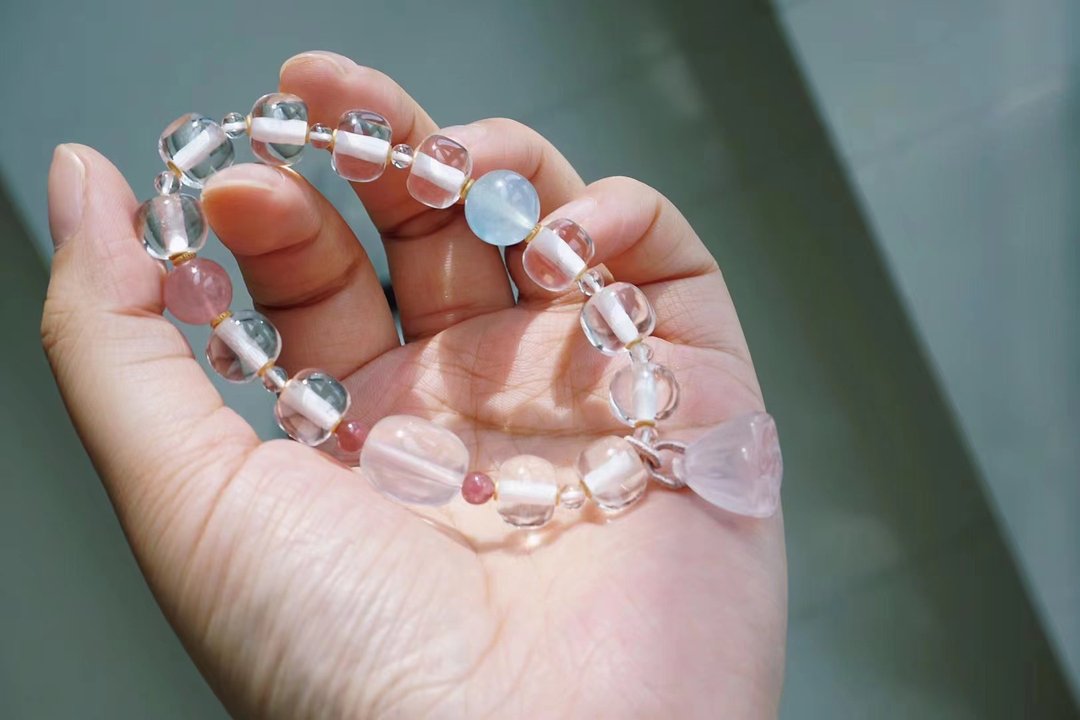 原矿白水晶。生命灵数9 - 手链/手环 - 宝石 