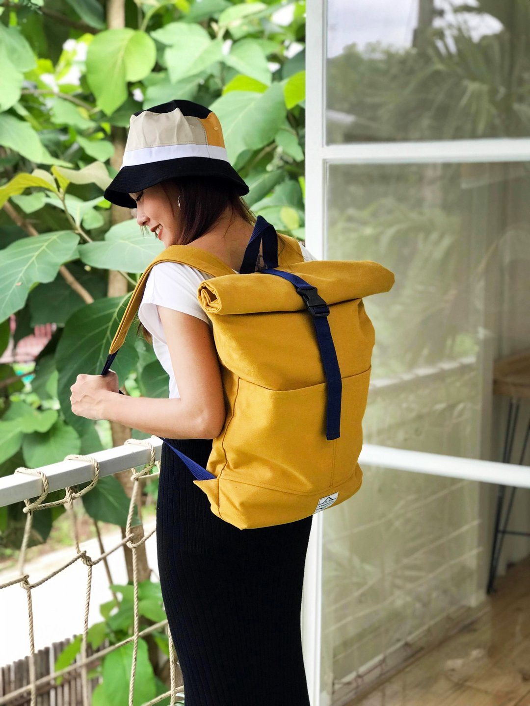 Roll Top Backpack canvas vegan - 后背包/双肩包 - 其他材质 黄色