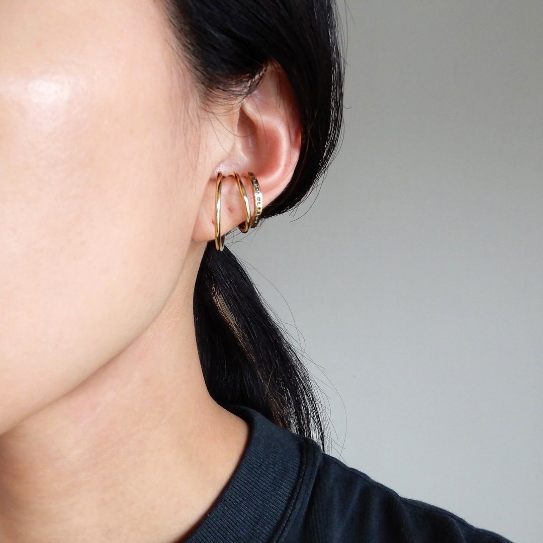 Swag Ear Cuff Duo / brass C093 - 耳环/耳夹 - 铜/黄铜 金色