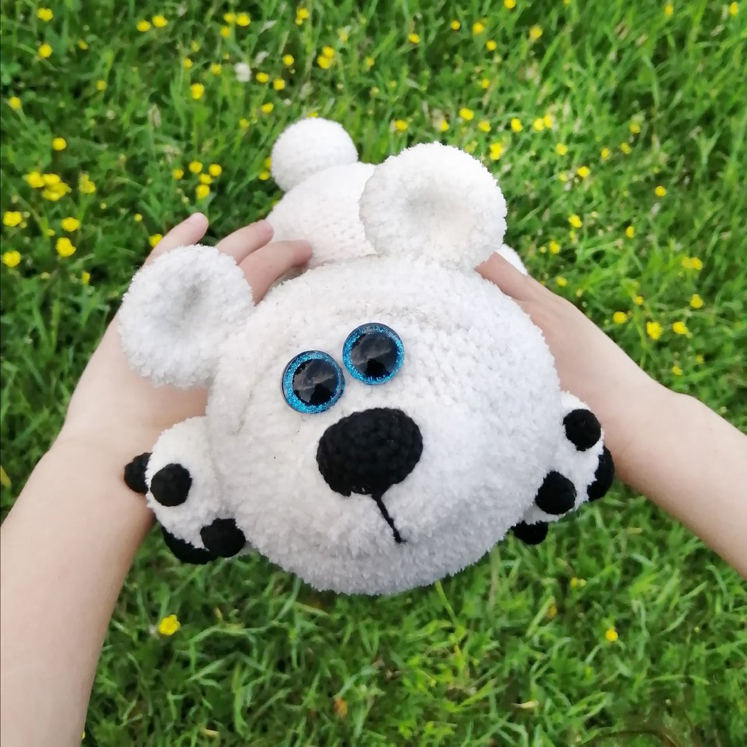 White teddy bear Polar bear Handmade teddy bear Crochet teddy bear Plush toy - 玩具/玩偶 - 棉 白色