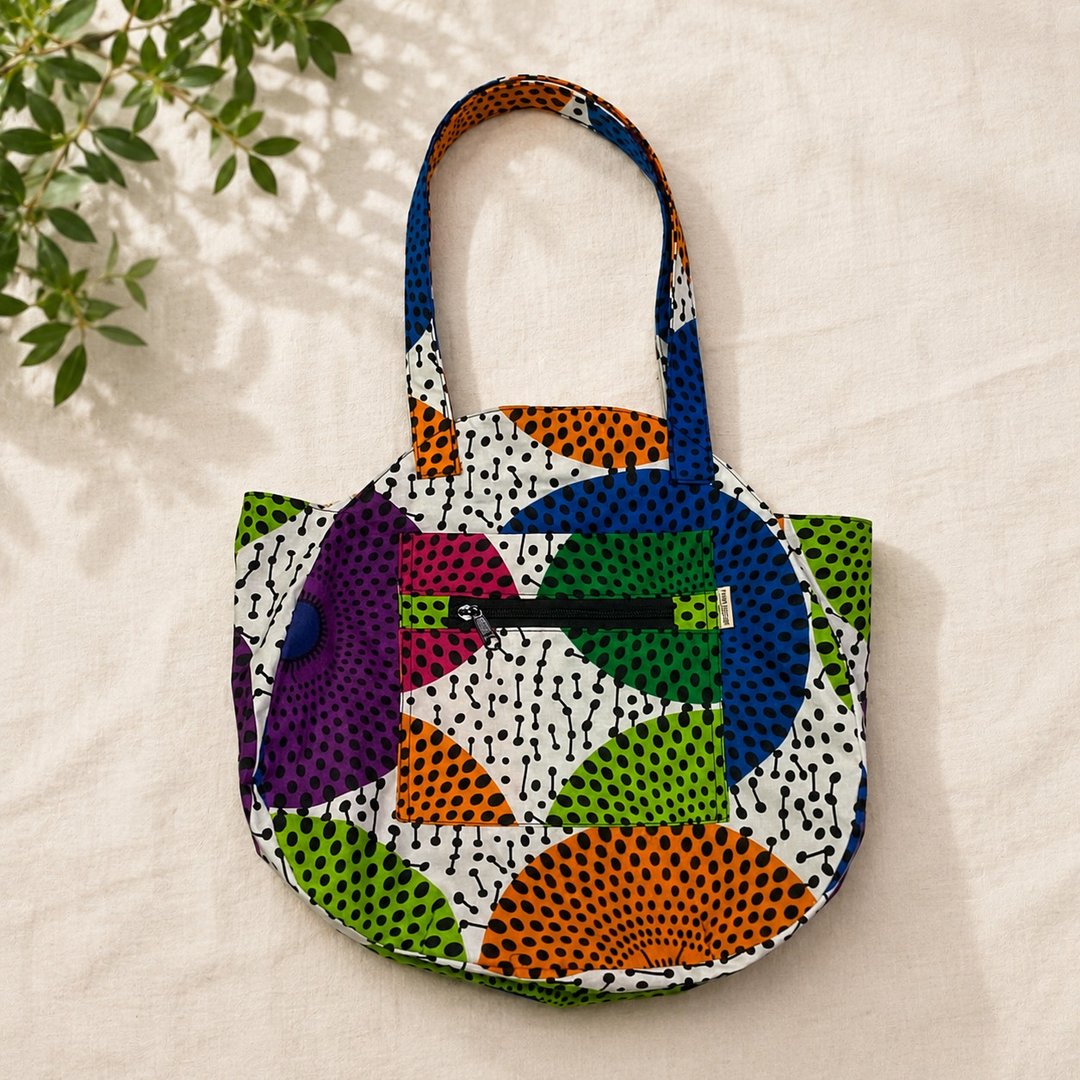 African wax print Tote  Handmade bag - 手提包/手提袋 - 棉 紫色