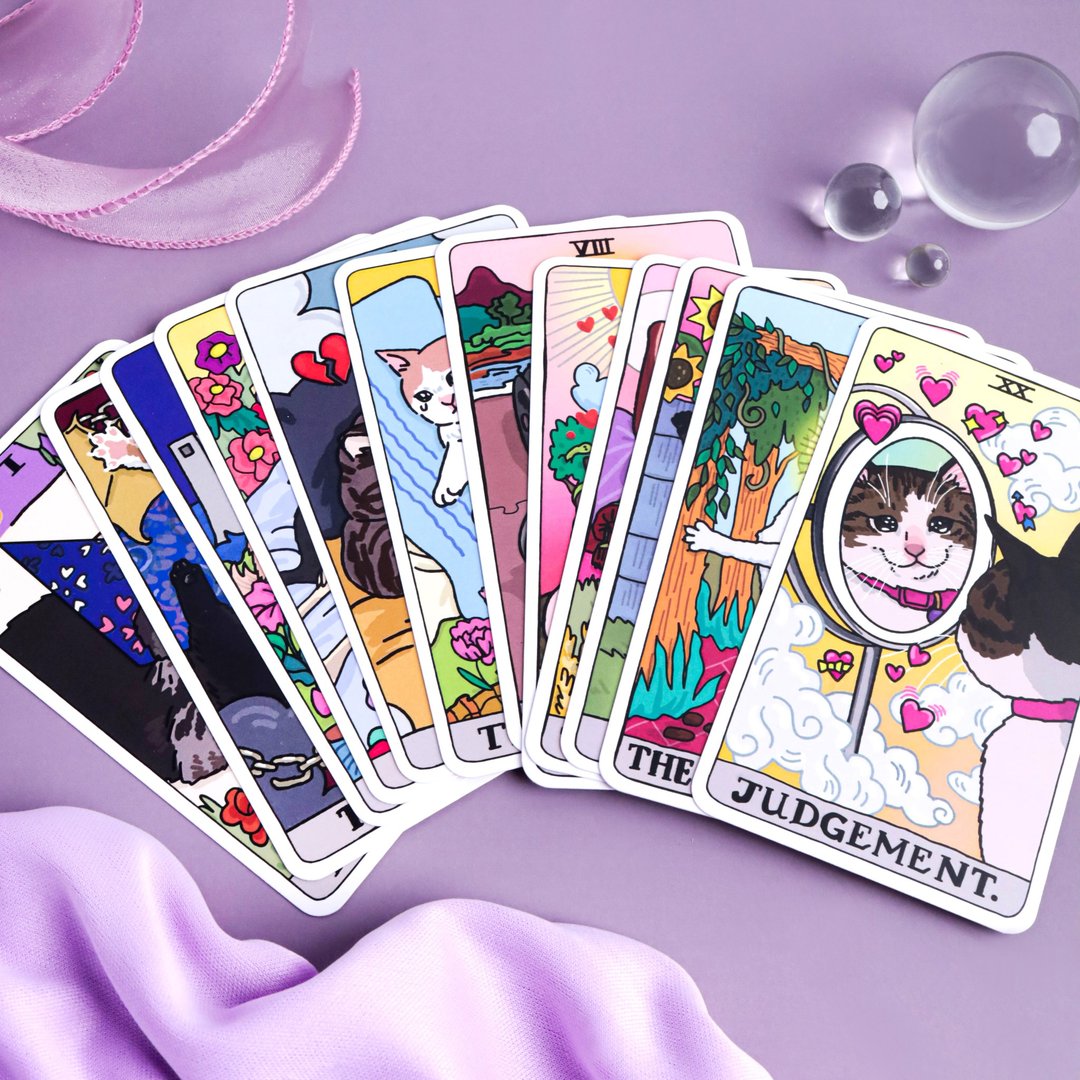 塔罗牌 猫咪迷因 cat meme tarot Chonky Goods by Ping Hatta. Studio - 卡片/明信片 - 纸 