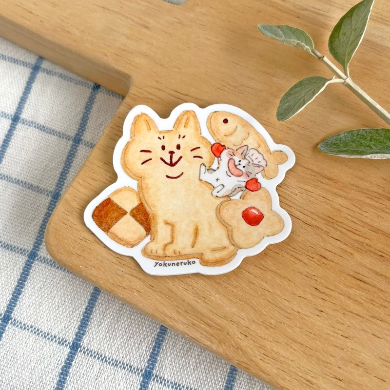 贴纸 - 猫咪糕点师和饼干 - 贴纸 - 防水材质 黄色