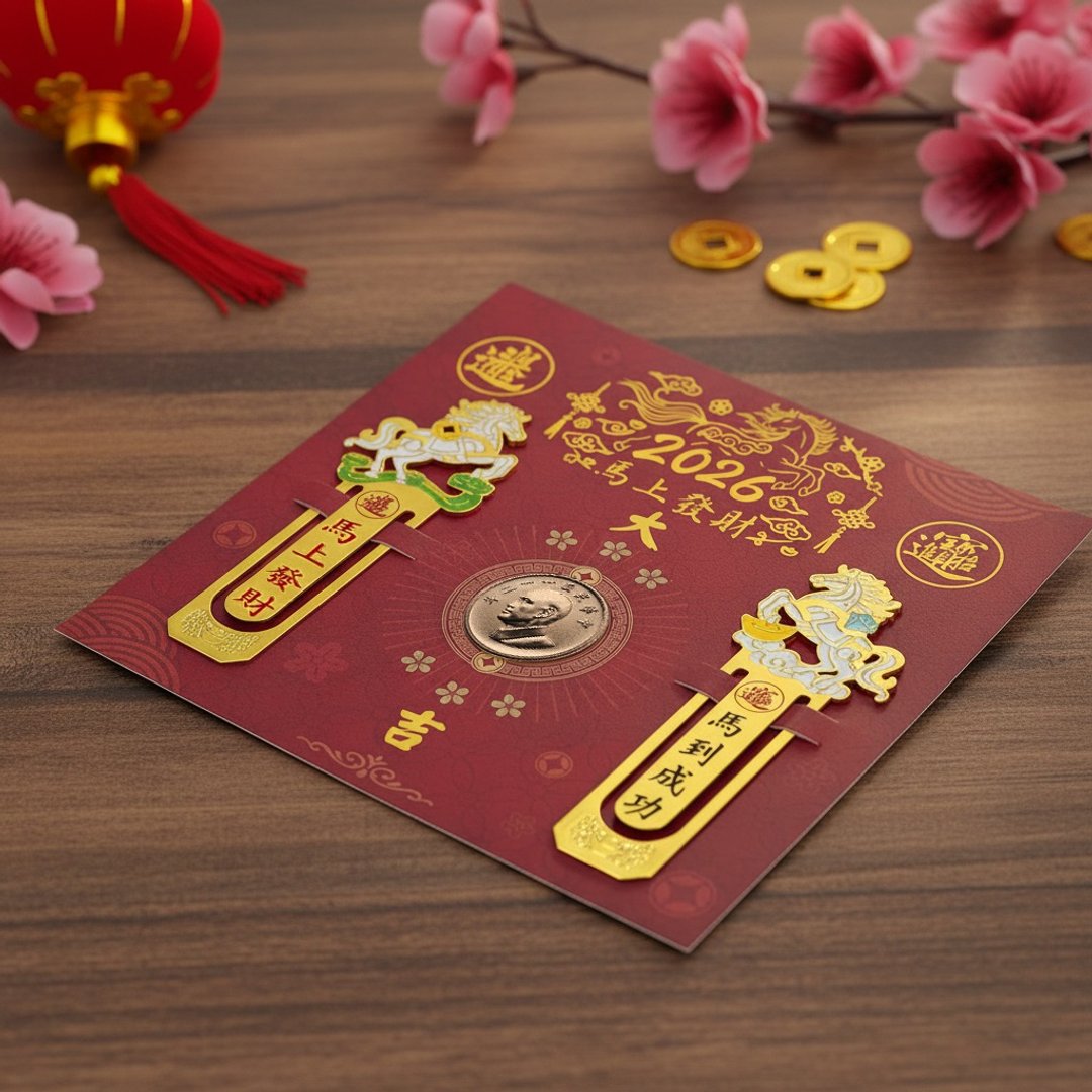 2026－365 马上吉运签 - 书签 - 铜/黄铜 金色