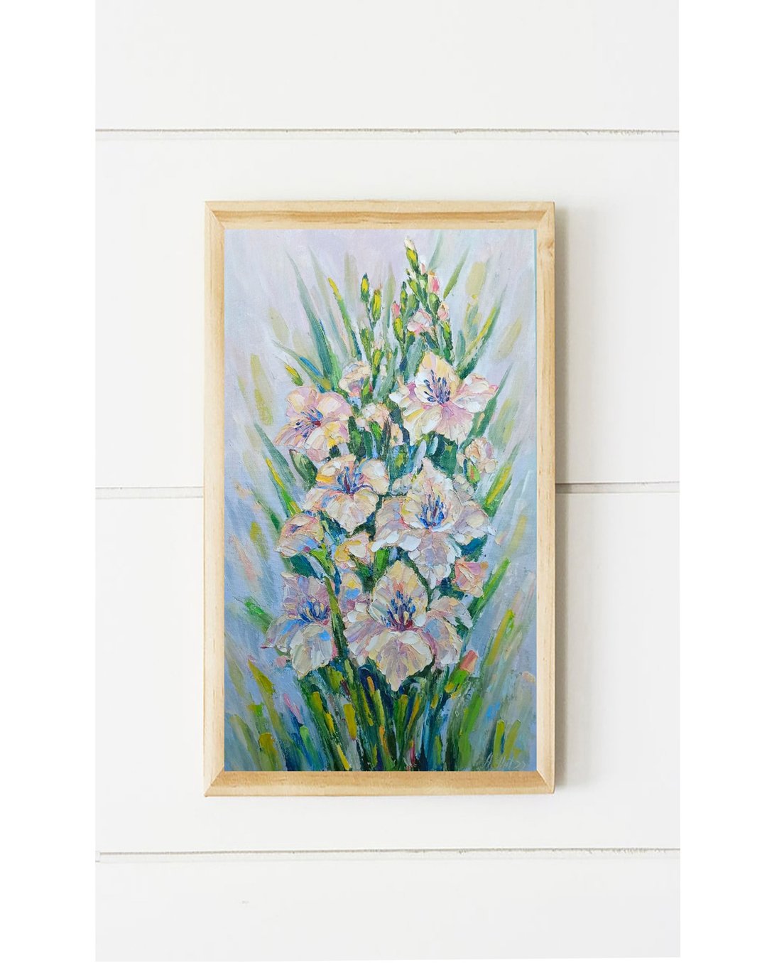 唐菖蒲绘画原创艺术花卉墙艺术厚涂花卉 - 海报/装饰画/版画 - 棉．麻 粉红色