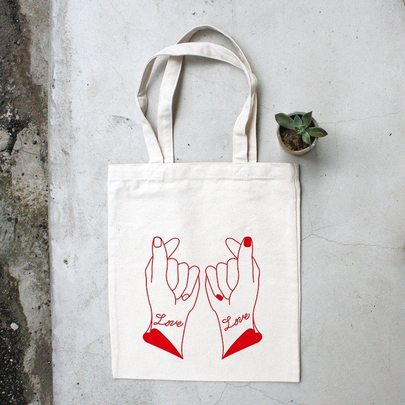 一人一只手 | 情人节帆布袋 | 2+2 - 侧背包/斜挎包 - 棉．麻 