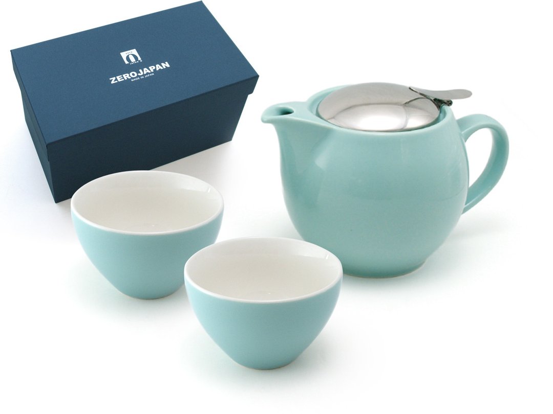 日本 ZERO JAPAN 陶瓷不锈钢盖茶壶(450cc) 连茶杯礼盒套装 - 茶具/茶杯 - 陶 多色