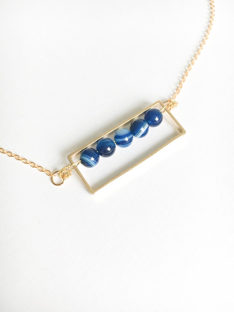 蓝色 条纹玛瑙 天然石 星空 宇宙 项錬 锁骨錬 - 项链 - 石头 蓝色